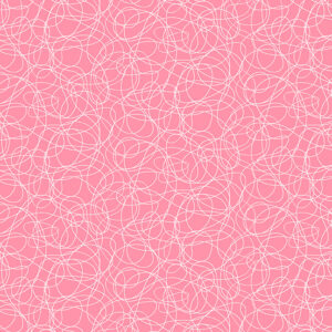 Pink fabric with white screen print scribble pattern