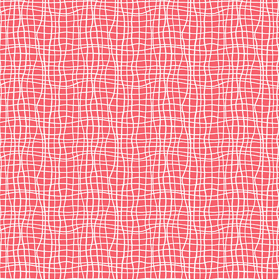 Pink fabric with white screen print cross hatch pattern